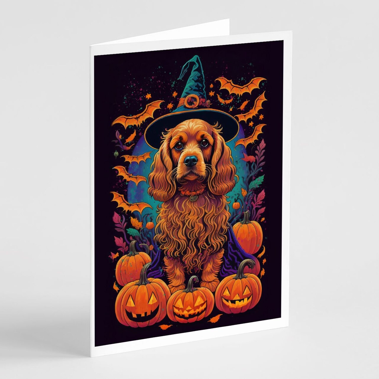Edge Collections - 5" x 7" - Multicolor - Cocker Spaniel Witchy Halloween Greeting Cards - 8 Pieces